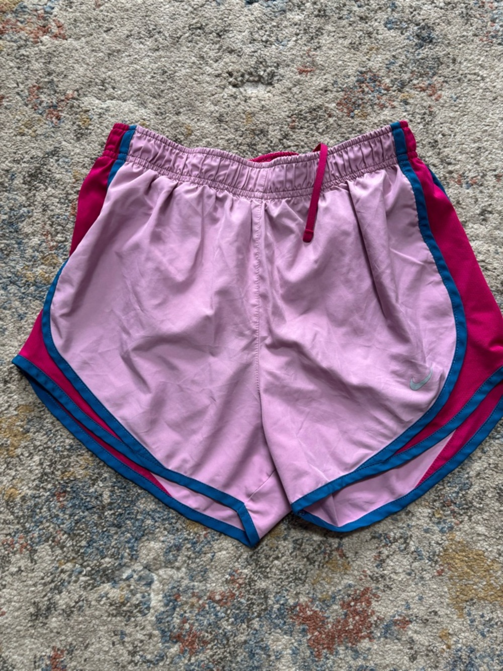 Nike light purple and Magenta Women's Running Shorts with Blue Trim